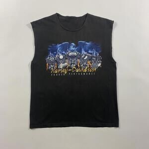 Vintage 90s Harley Davidson lightning Biker Sleeveless Shirt